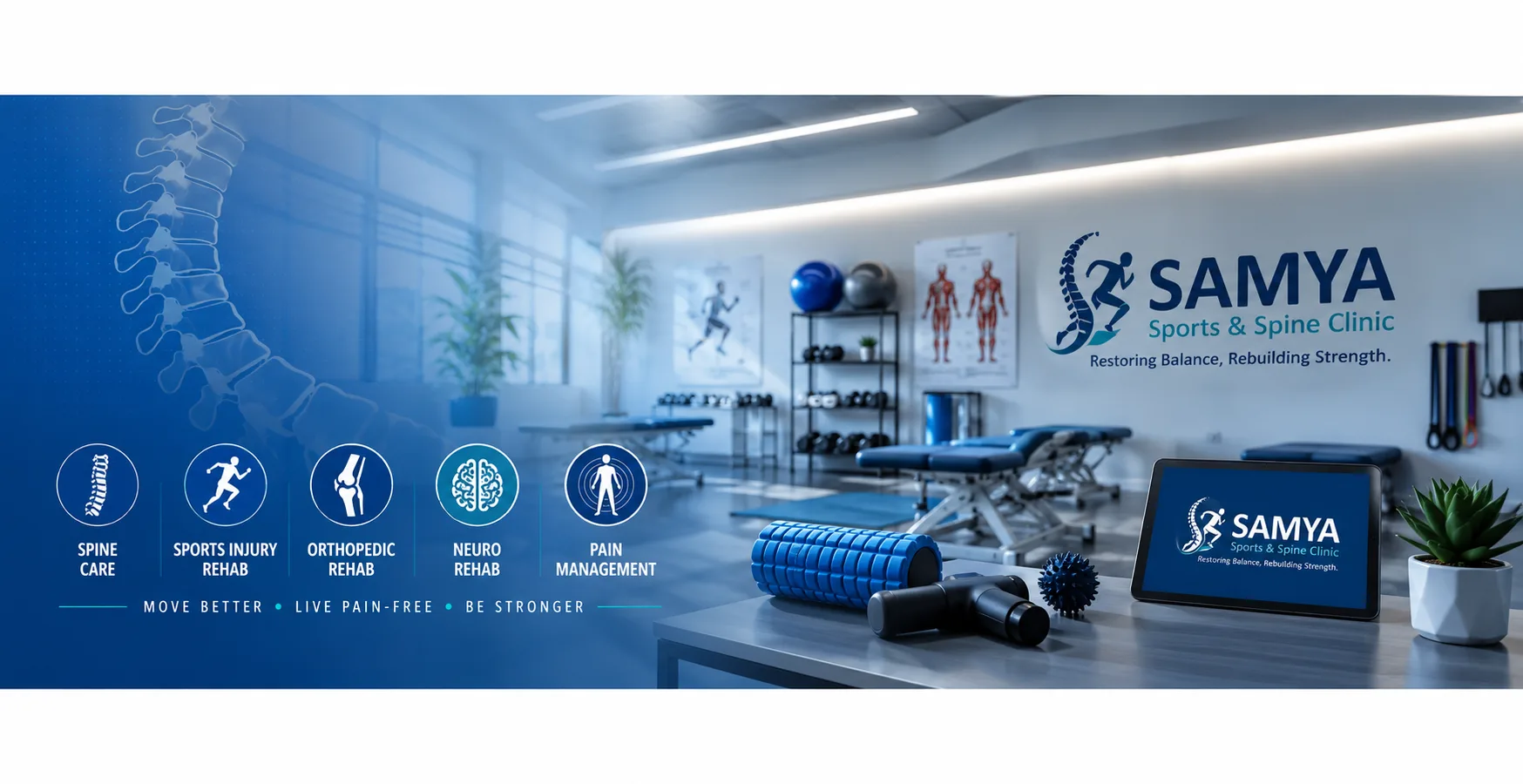 Samya Sports & Spine Clinic modern rehabilitation studio and treatment facilities in Sahakar Nagar Bengaluru